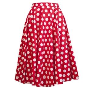 Hell Bunny Vixen Red & White Polka Dot Mariam Circle Skirt